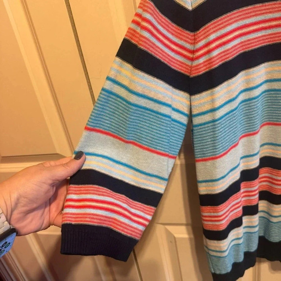 Kim Rogers Curvy Plus Size Colorful Striped V-Neck Sweater Sz 1X - Picture 3 of 8